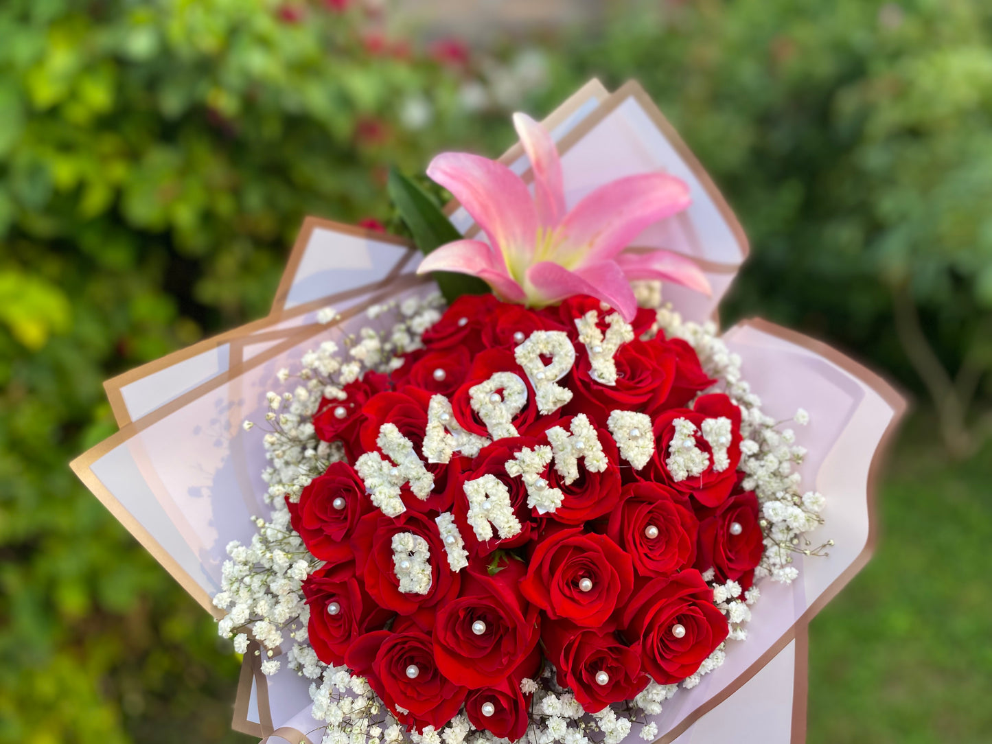 Personalized (2) Dozen Red Rose Bouquet