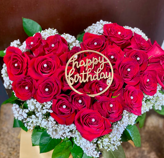 Personalized (2) Dozen Red Rose Standing Bouquet
