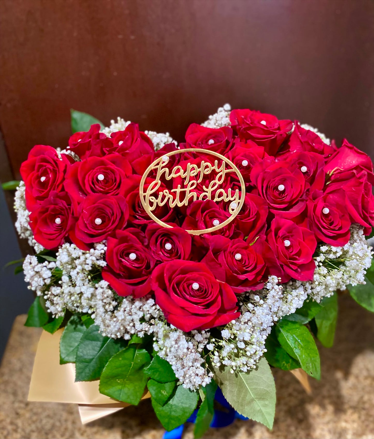 Personalized (2) Dozen Red Rose Standing Bouquet